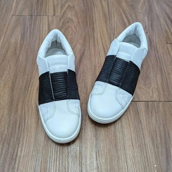Vince Size 5M  Vista Lace Less Lizard Embossed Leather Slip-on Sneakers White - Picture 3 of 12